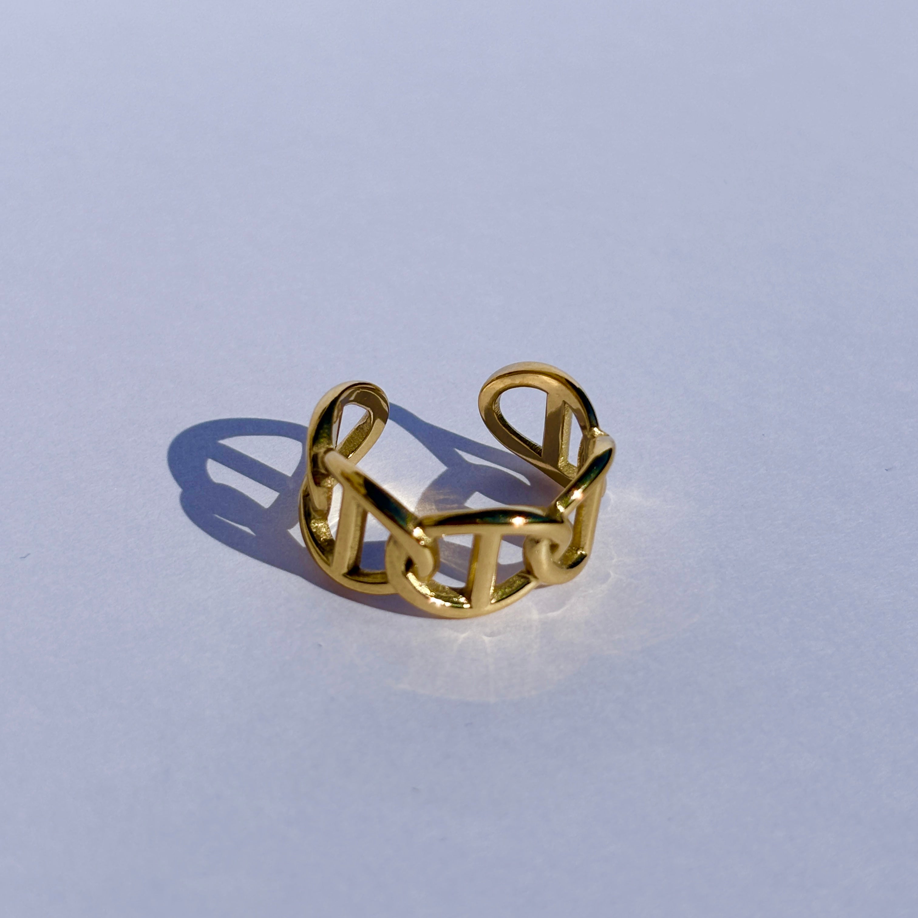 Bague Marine ajustable- Bague maille marine dorée ajustable en acier inoxydable
