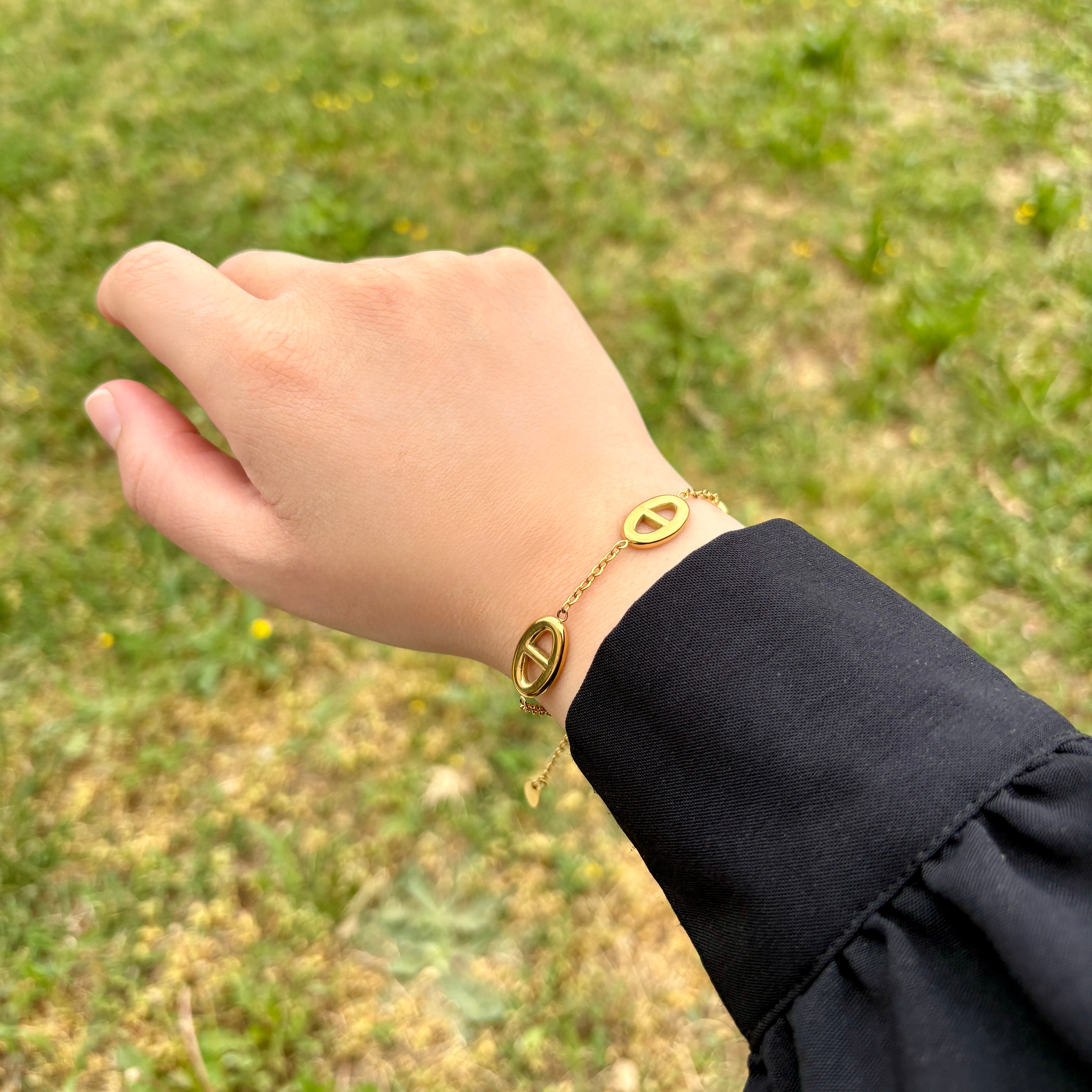Bracelet élégance marine - Bracelet maille marine doré en acier inoxydable