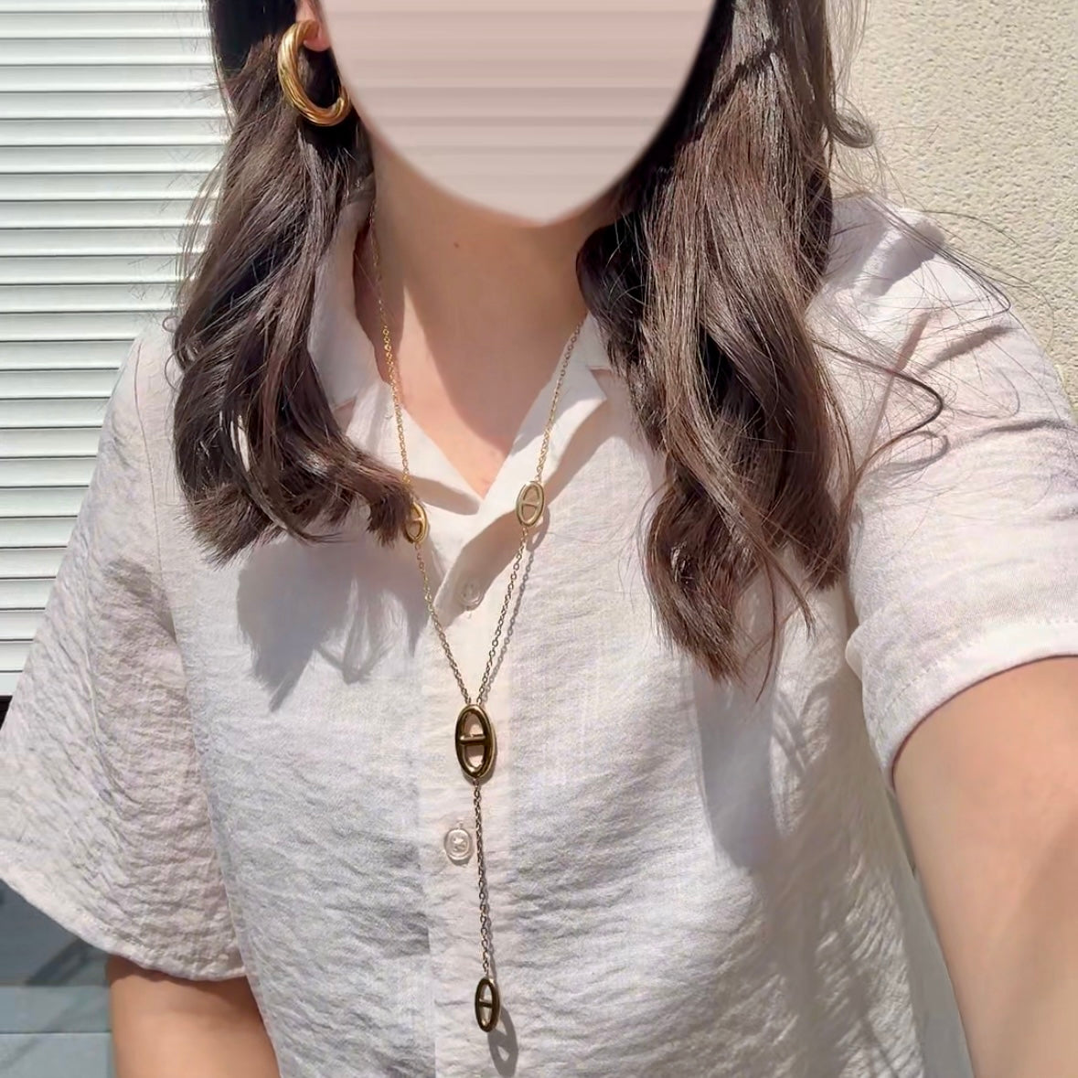 Collier long à maille marine - doré en acier inoxydable