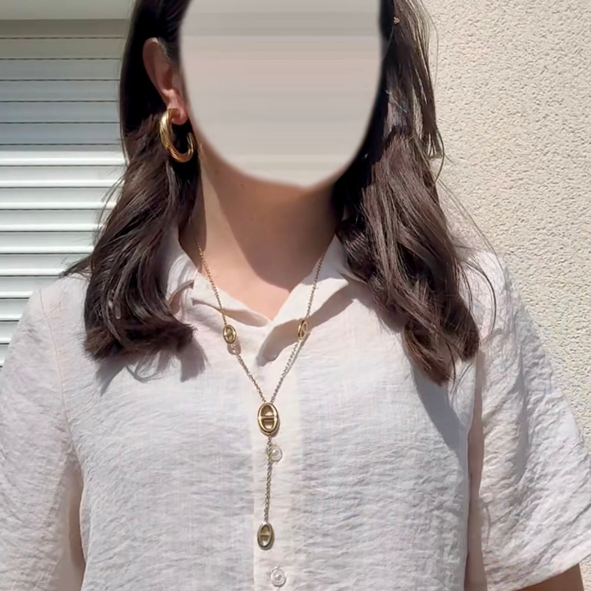 Collier long à maille marine - doré en acier inoxydable
