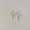 Boucles Cascade de Perles d'eau douce -avec 3 perles d'eau douce suspendue - Fait main Mavdorel