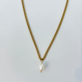 Collier Pureté Dorée avec Pendentif en Perle d’Eau Douce Naturelle -Fait main