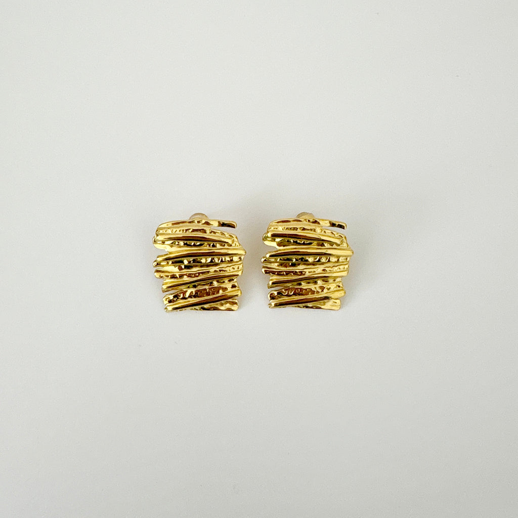 Boucles d’oreilles Nova - Rectangulaires texturées en acier inoxydable