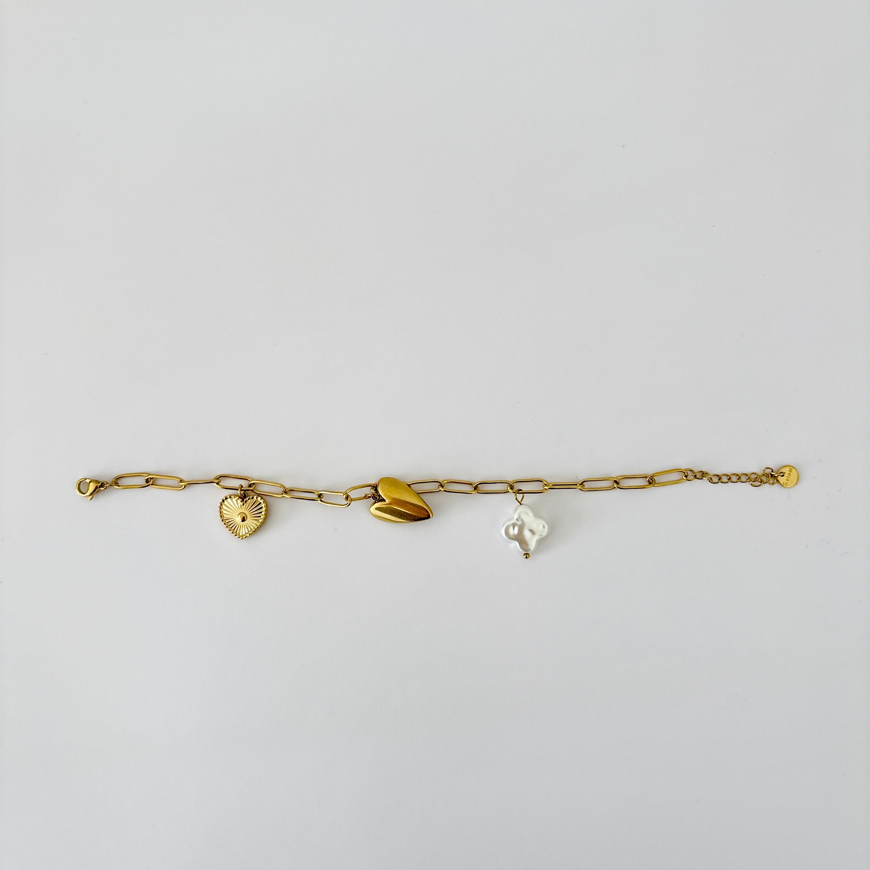 Bracelet Eclat - bracelet en acier inoxydable avec charms cœur et fleur