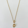 Collier Duo Ovale - chaîne dorée en acier inoxydable avec 2 anneaux