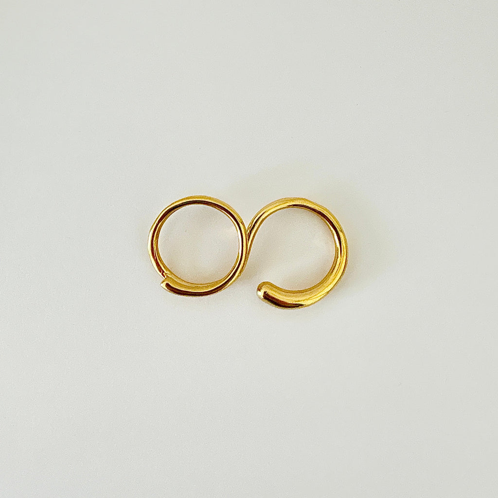 Bague Duo Dorée - double doigt ouverte en acier inoxydable