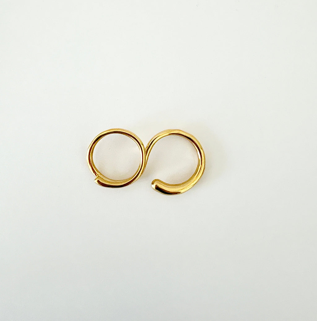 Bague Duo Dorée - double doigt ouverte en acier inoxydable