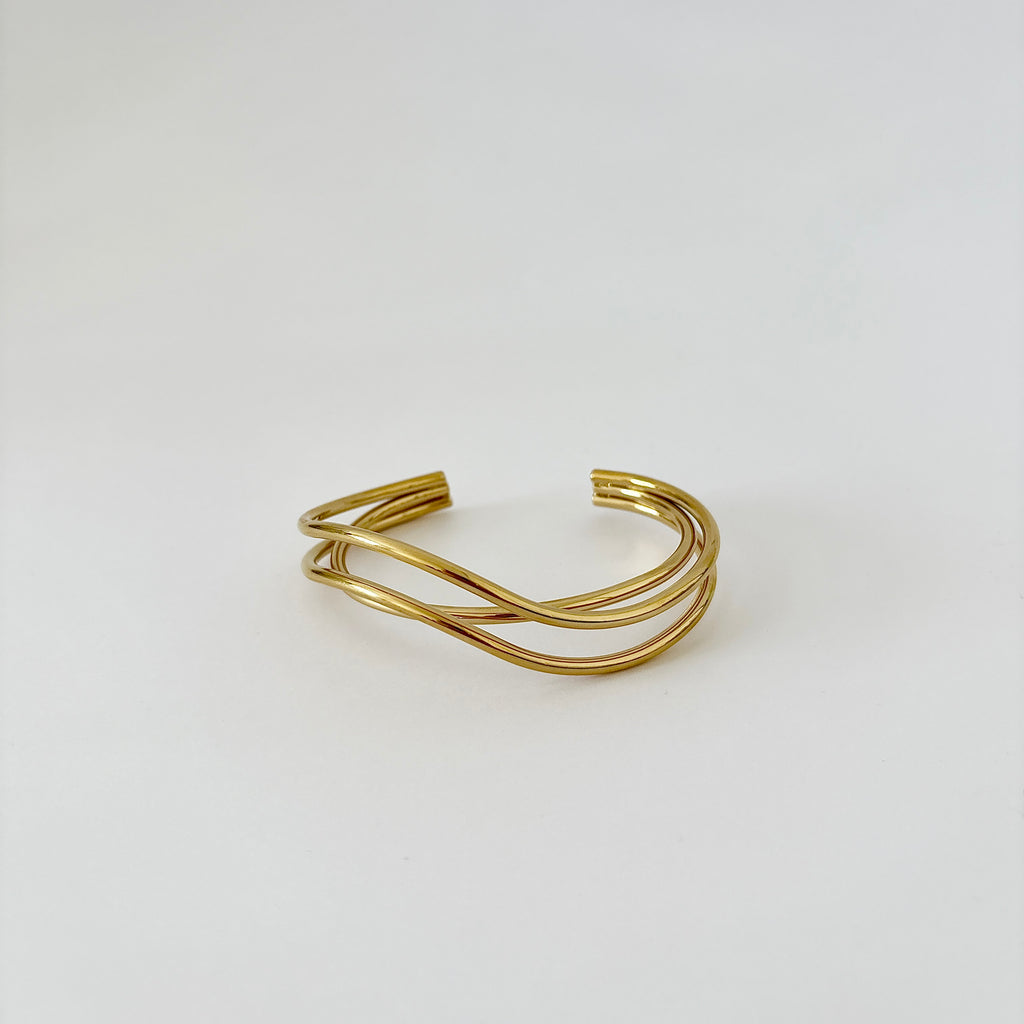 Bracelet Aube - bracelet manchette dorée en acier inoxydable