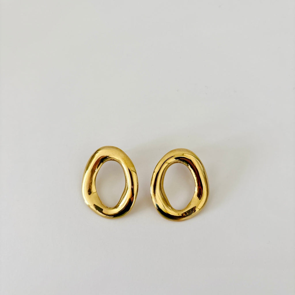 Boucles d’oreilles Elia - boucles d'oreilles dorées rondes évidées en acier inoxydable