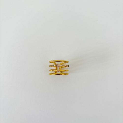 Bague Capucine - bague dorée quadruple lignes en acier inoxydable