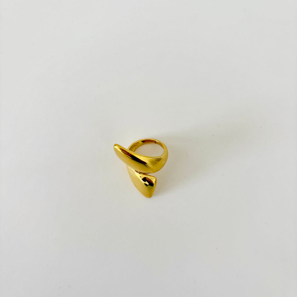 Bague Rivage - bague dorée asymétrique ajustable en acier inoxydable