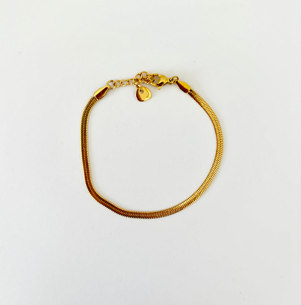 Bracelet chaîne Anglaise dorée - en acier inoxydable - minimaliste