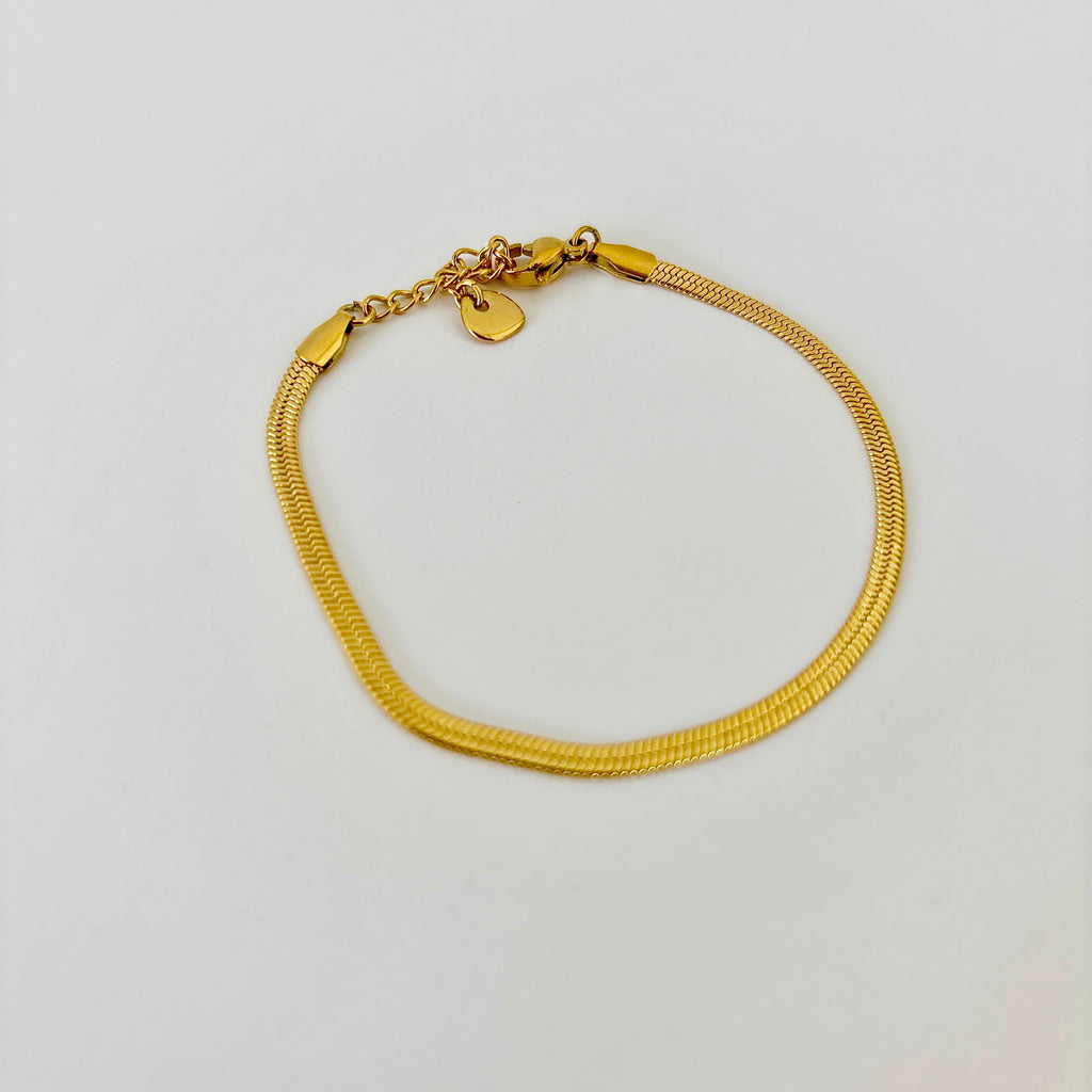 Bracelet chaîne Anglaise dorée - en acier inoxydable - minimaliste