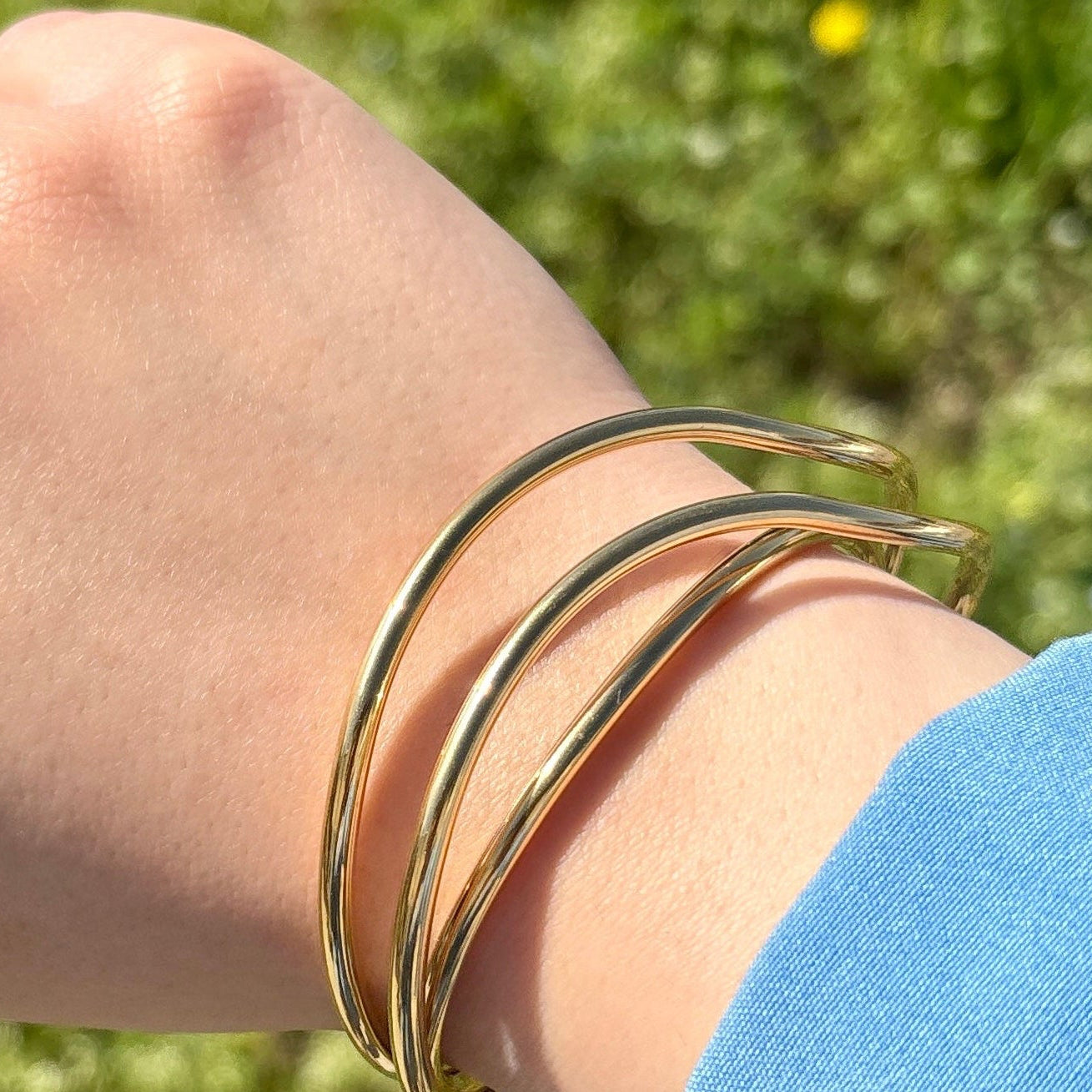 Bracelet Aube - bracelet manchette dorée en acier inoxydable
